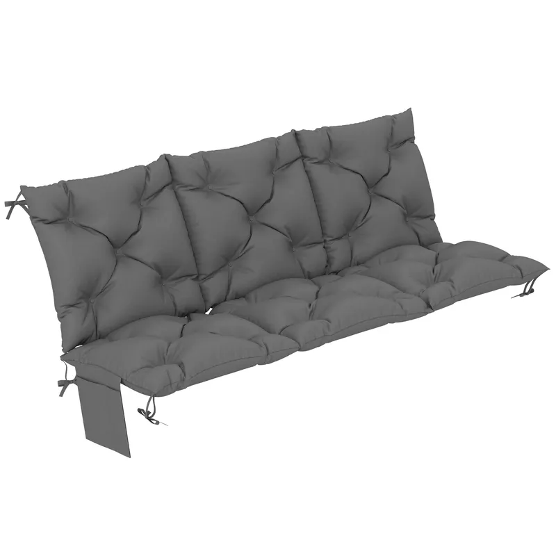 Outsunny Pernă bancă hidrofugă antiderapantă, perniță pentru leagăn exterior cu spătar & fixări 150 x 100 cm gri închis | Romania