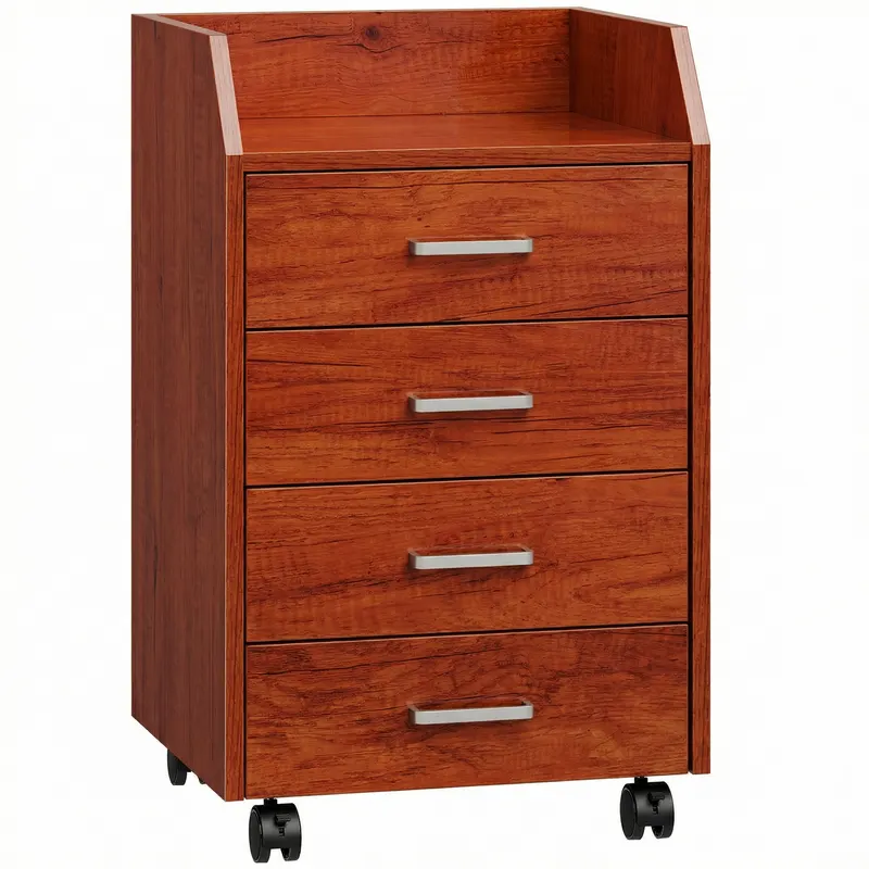 Vinsetto Comodă de birou pe roți Comodă de birou cu 4 sertare Archivator mobil pentru studiu 40x36x65 cm Maro | Romania