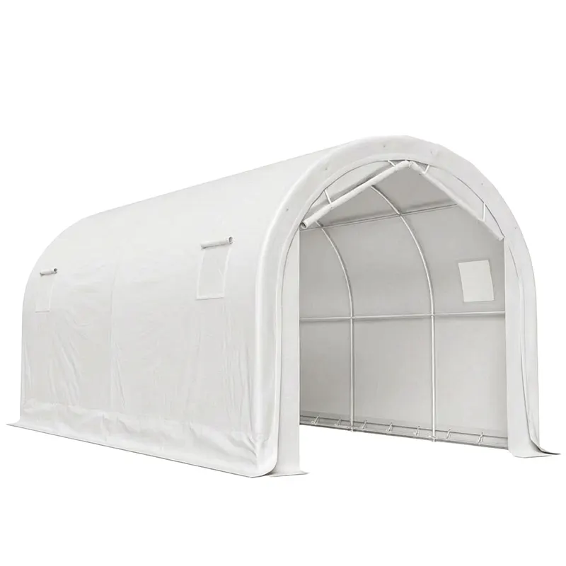 Outsunny Garaj Exterior pentru Mașină 3x6 m Impermeabil cu Țesătură PE Rezistentă Cadru Metal Galvanizat UPF 30+ Alb | Romania