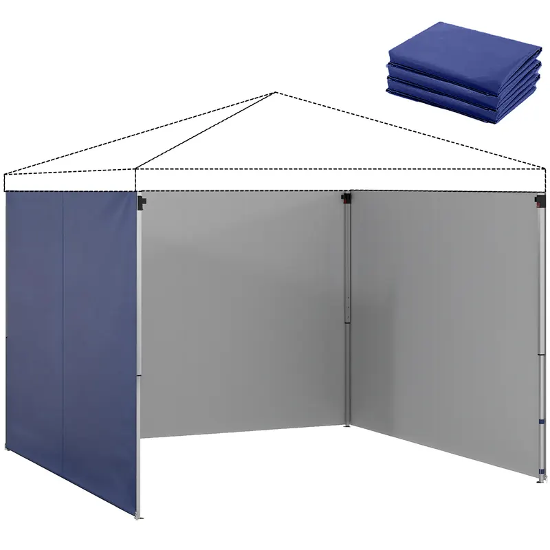 Outsunny 3 Pereți Laterali pentru Pavilioane 300x300 cm, 300x200 cm, Pereți Laterali de Rezervă din Țesătură Oxford cu Fermoar, Albastru | Romania