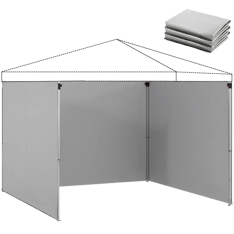 Outsunny Set de 3 piese panouri laterale cu fermoar pentru pavilion 3 x 3 m, gri deschis | Romania