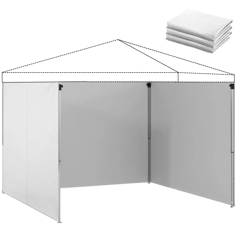 Outsunny 3 Panouri Laterale pentru Pavilioane 3x3 m 300x200 cm Panouri Laterale de Schimb din Pânză Oxford cu Fermoar Alb | Romania