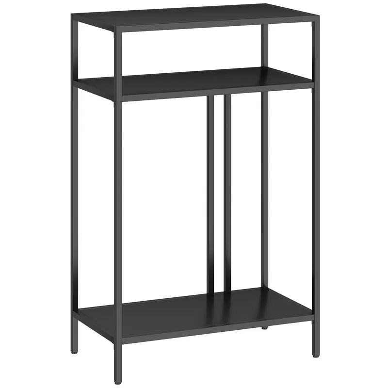 HOMCOM Consolă cu Rafturi Deschise pe 3 Niveluri, din Oțel, 55x30x85 cm, Negru | Romania