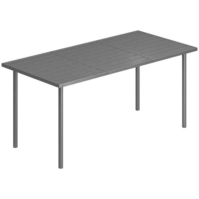 Outsunny Masă de grădină 165 x 80 cm pentru 6 persoane Masă de dining cu blat din lamele Cadrul din oțel, Dreptunghiulară | Romania
