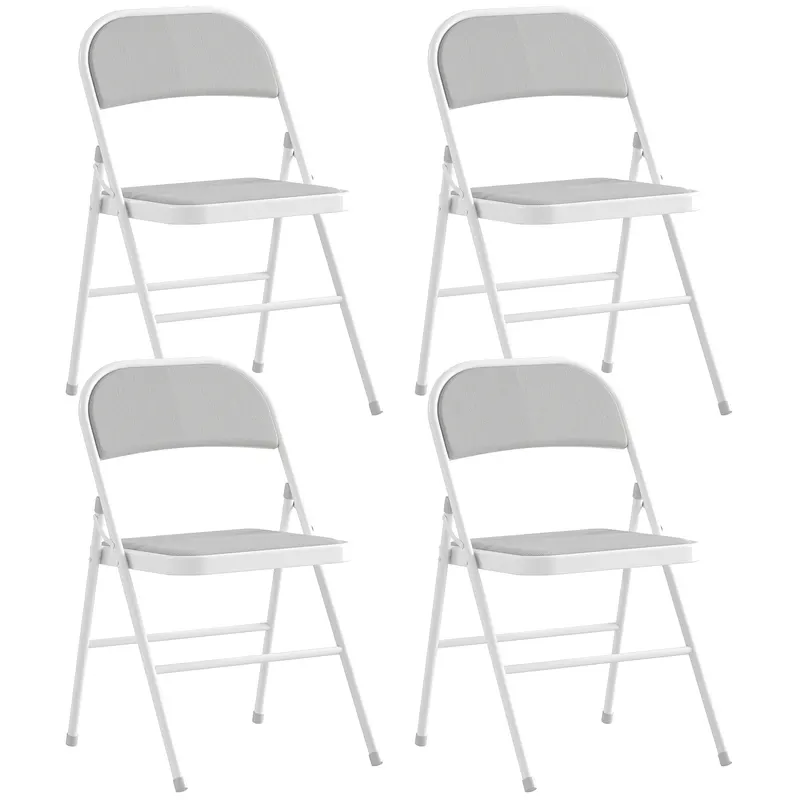 HOMCOM Set de 4 scaune pliabile scaune de sufragerie portabile cadru din oțel 45 x 46 x 78 cm alb | Romania