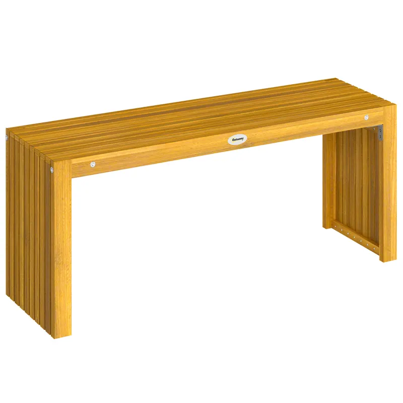 Outsunny Bancă de grădină din lemn 2 locuri 110 cm cu șezut cu lamele Capacitate 240 kg pentru patio, pridvor, parc, natural | Romania