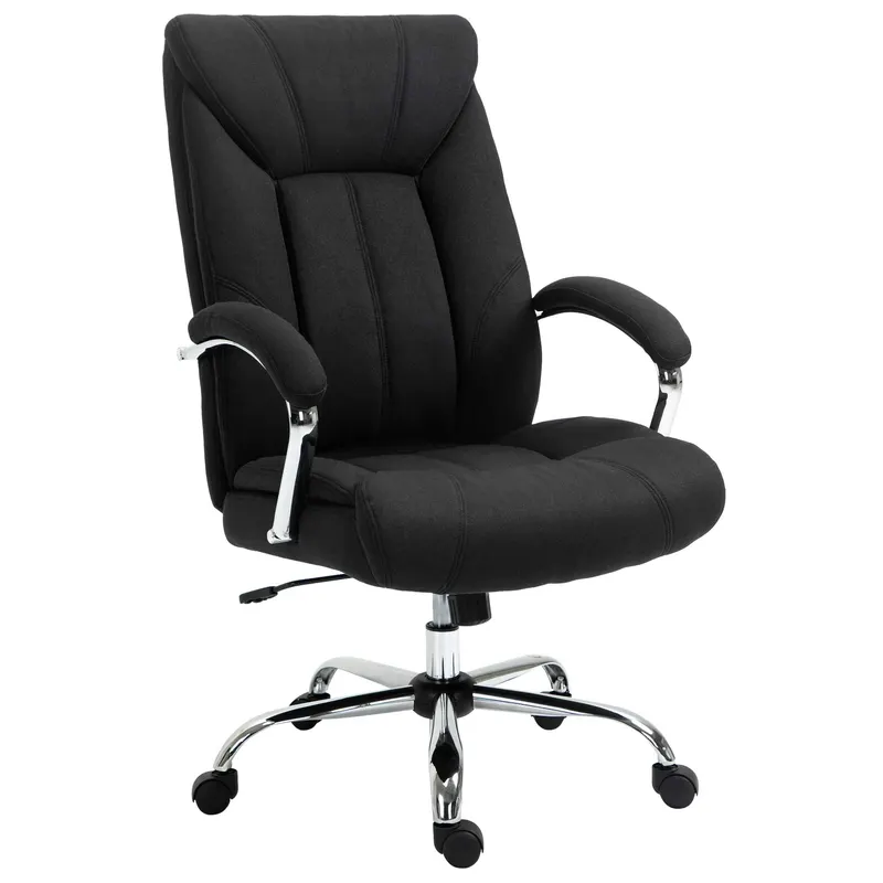 Vinsetto Fotoliu de birou, scaun de birou ergonomic, înălțime reglabilă, spătar înalt, funcție de înclinare, 65x78x118cm, negru | Romania