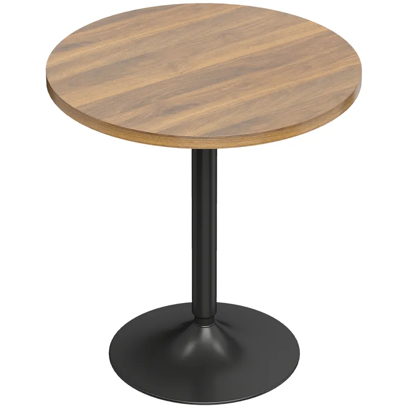HOMCOM Masă de bar rotundă 60 cm, masă înaltă de bucătărie cu piciorușe antiderapante, pentru bucătărie, living, nuc | Romania