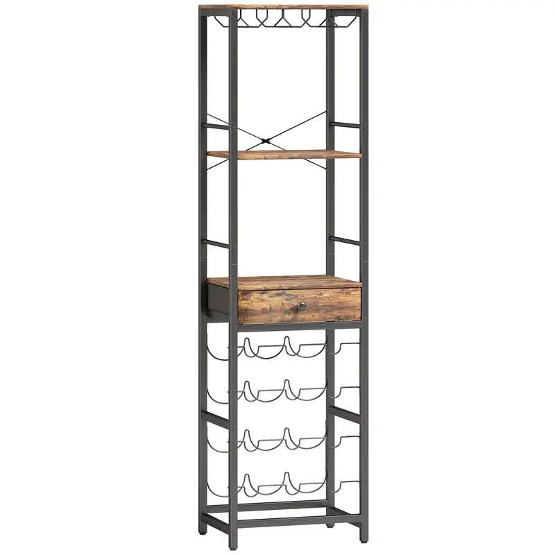 HOMCOM Dulap de Bar, Mobilier de Bar cu Sertar și Suport pentru Pahare, Maro Rustic | Romania