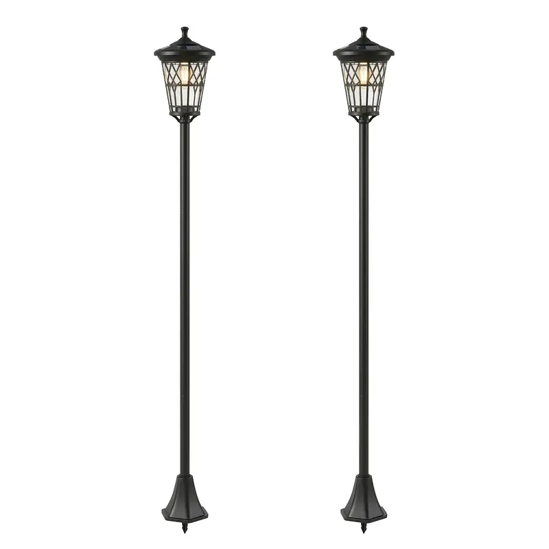 Outsunny Set de 2 Felinare Solare de Grădină 1.86 m, Lămpi de Exterior din Oțel Inoxidabil cu Înălțime Reglabilă, 2 Moduri de Lumină, IP44 Impermeabil pentru Terasă Curte Alei | Romania