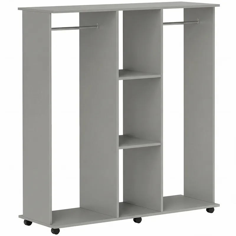 HOMCOM Dulap pentru haine, mobilier de depozitare mobil, 6 roți, 120 x 40 x 128 cm, gri | Romania