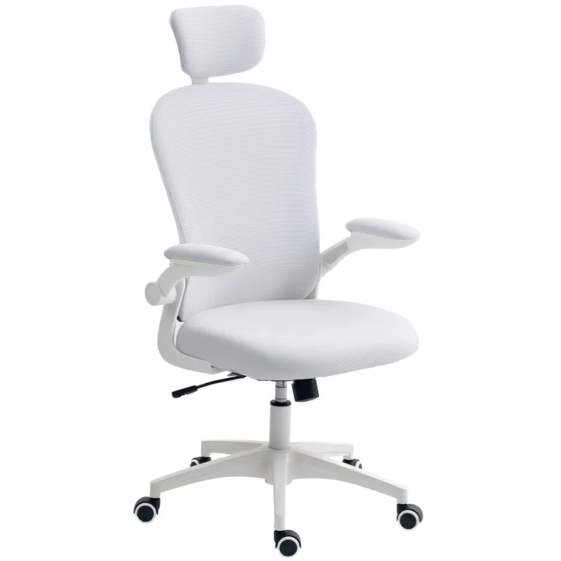 Vinsetto Scaun de birou din plasă cu spătar înalt tetieră reglabilă suport lombar 4D 62x64x120 cm Alb | Romania