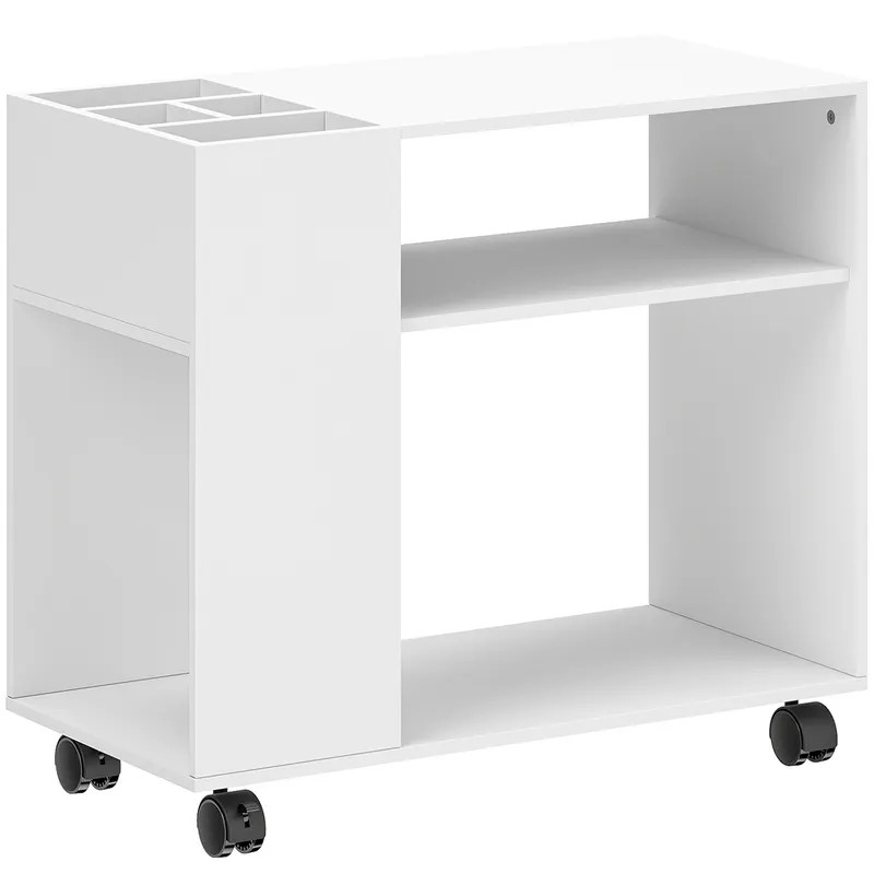 HOMCOM Suport imprimantă masă pentru imprimantă cu compartiment separat, suprafețe de depozitare pentru birou 70 x 34 x 60 cm Alb | Romania