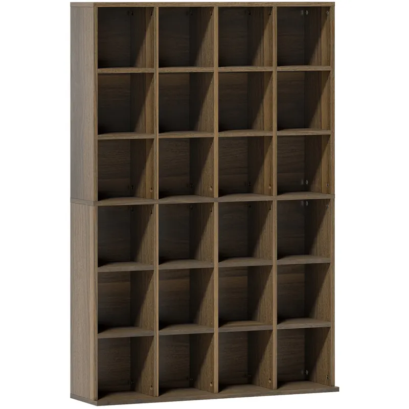 HOMCOM Mobilier de depozitare multimedia 456 CD/ 336 DVD - bibliotecă din lemn cu rafturi reglabile, 89 x 130,5 cm, maro | Romania