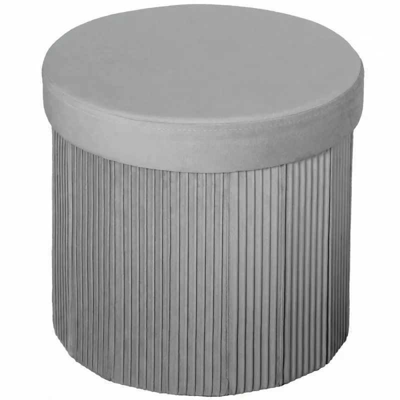 HOMCOM Puff depozitare Banc depozitare pliabil 35 L 38x38x38 cm Tapițat în catifea Cutie de depozitare Gri închis | Romania
