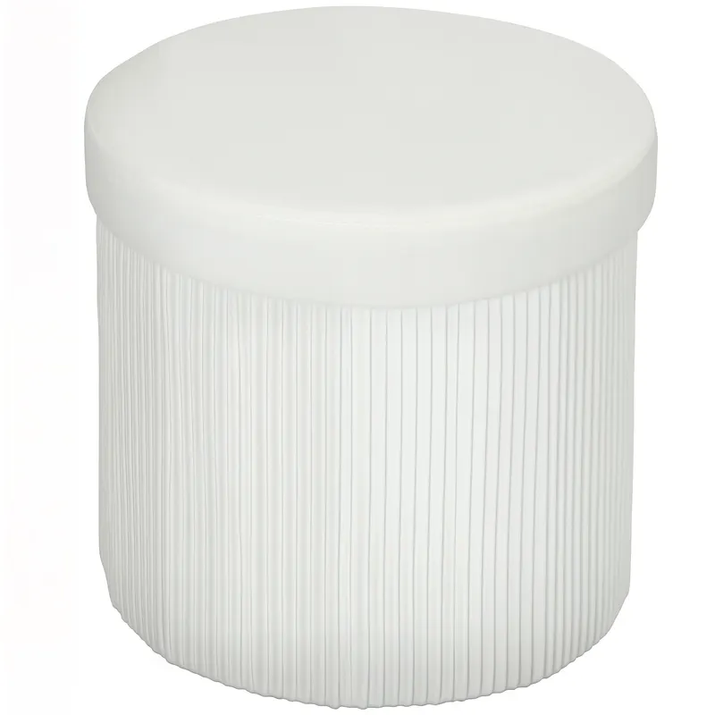HOMCOM Puf depozitare Bancă depozitare pliabilă 35 L 38x38x38 cm Tapițerie din Catifea Cufăr de Depozitare Rotund Crem | Romania