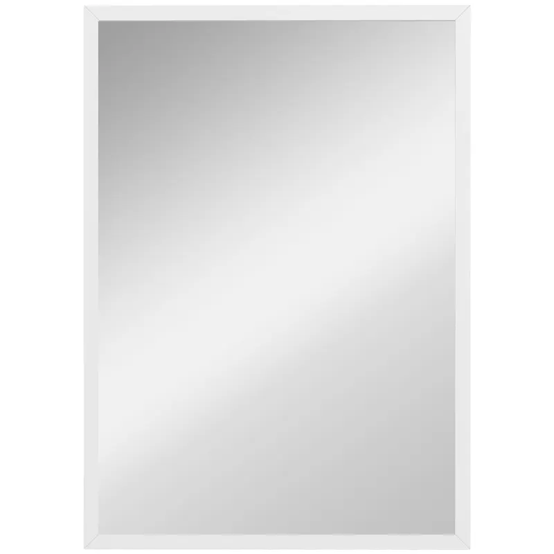 HOMCOM Oglindă de perete dreptunghiulară cu cârlige, din sticlă și MDF, 40x60 cm, albă | Romania