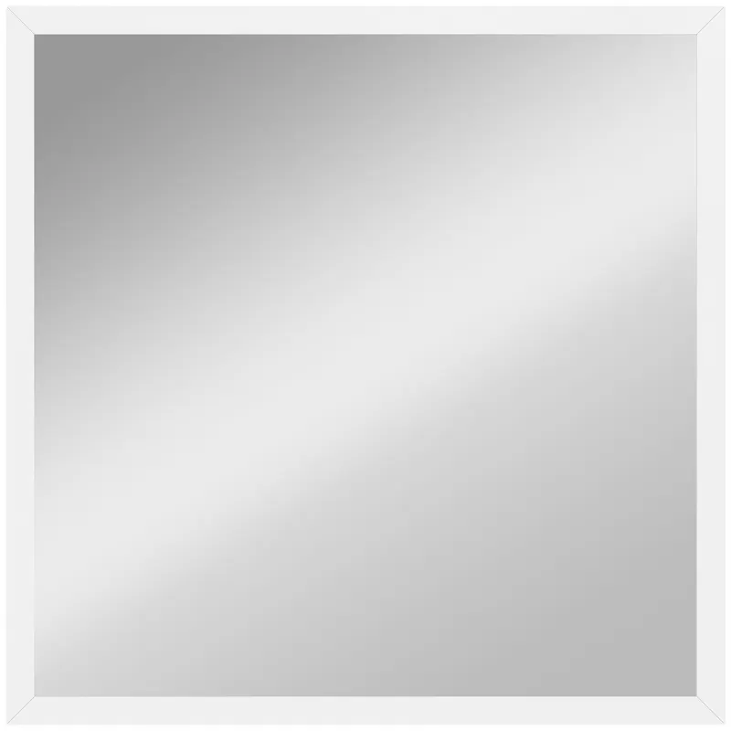 HOMCOM Oglindă de Perete Pătrată cu Cârlige, Oglindă din Sticlă și MDF, 50x50 cm, Albă | Romania