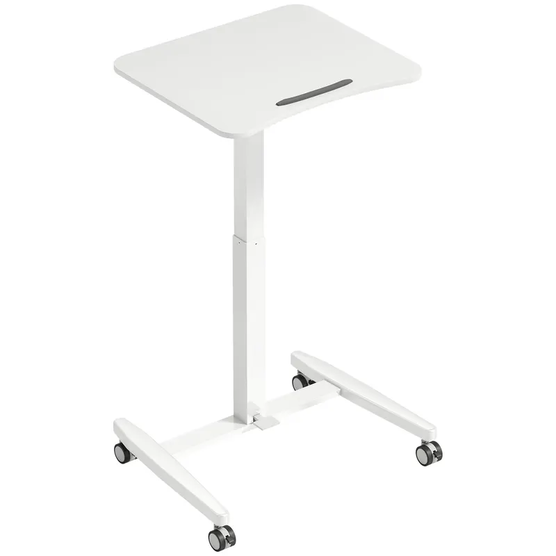 HOMCOM Birou Reglabil pe Înălțime, Blat Inclinabil, Roți și Cadru din Oțel, 60,5 x 52 x 75-114 cm, Alb | Romania