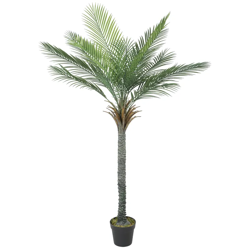 HOMCOM Plantă Artificială Decorativă 180 cm Palmier Artificial cu Ghiveci și Frunze pentru Interior Verde | Romania