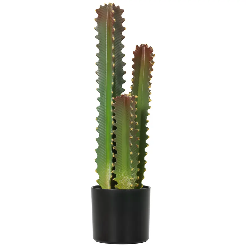 HOMCOM Cactus Artificial 66 cm Plantă Artificială Decorativă cu Ghiveci și 3 Frunze pentru Decor Interior Verde | Romania