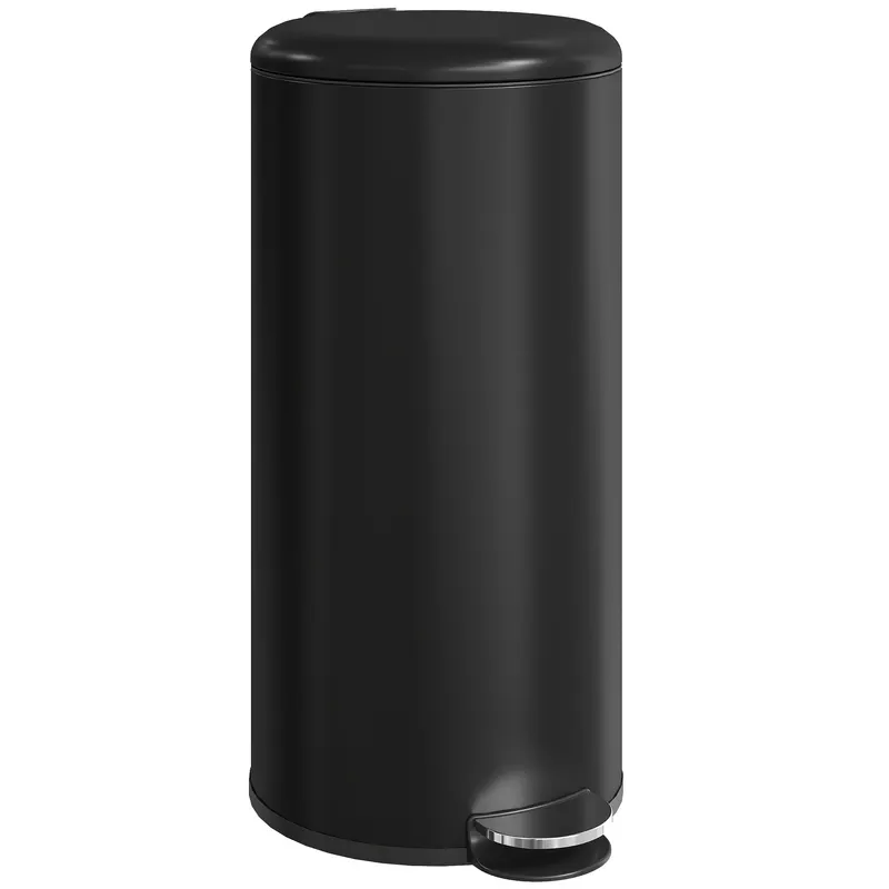 HOMCOM Coș de gunoi 30 L cu pedală și capac, recipient interior, funcție soft-close 36 x 30 x 63,5 cm, negru | Romania