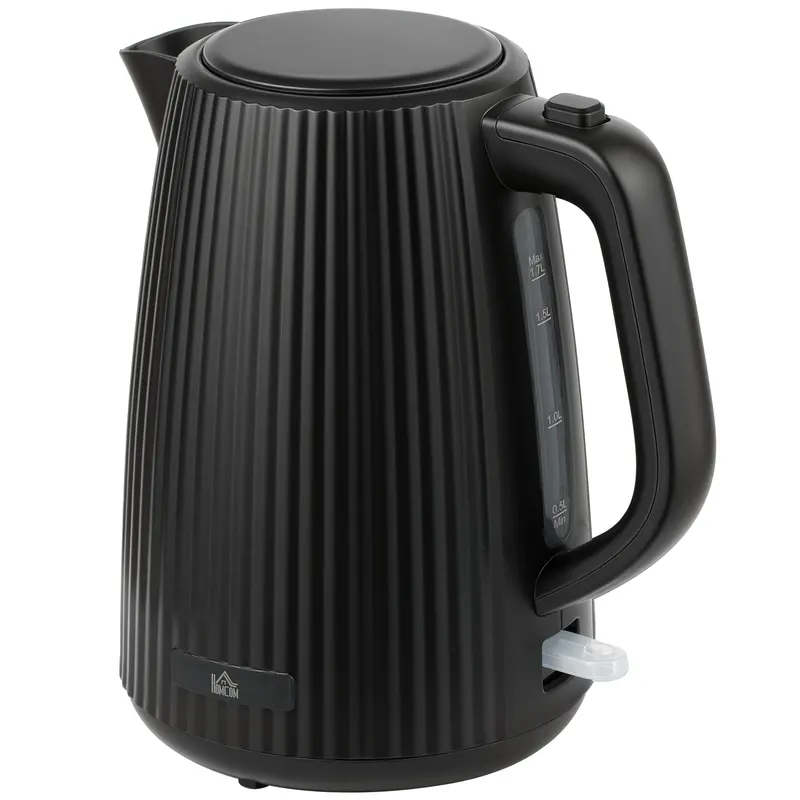 HOMCOM Fierbător Electric 1,7L 2200W cu Filtru Anticalcar Detașabil Oprire Automată Bază Rotativă 360° Negru | Romania