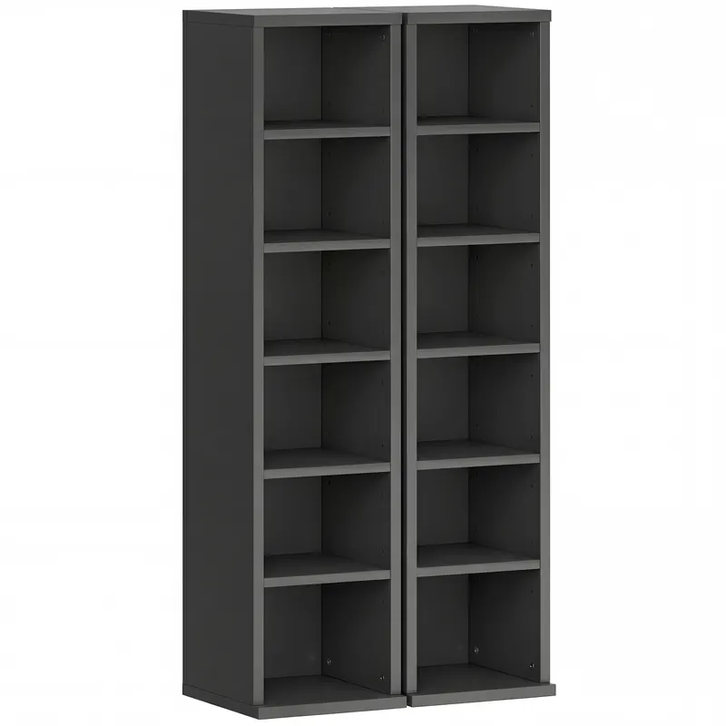 HOMCOM Set de 2 rafturi coloane dulap de depozitare CD-DVD 12 compartimente 21 x 22,5 x 88,5 cm capacitate 204 CD-uri negru | Romania