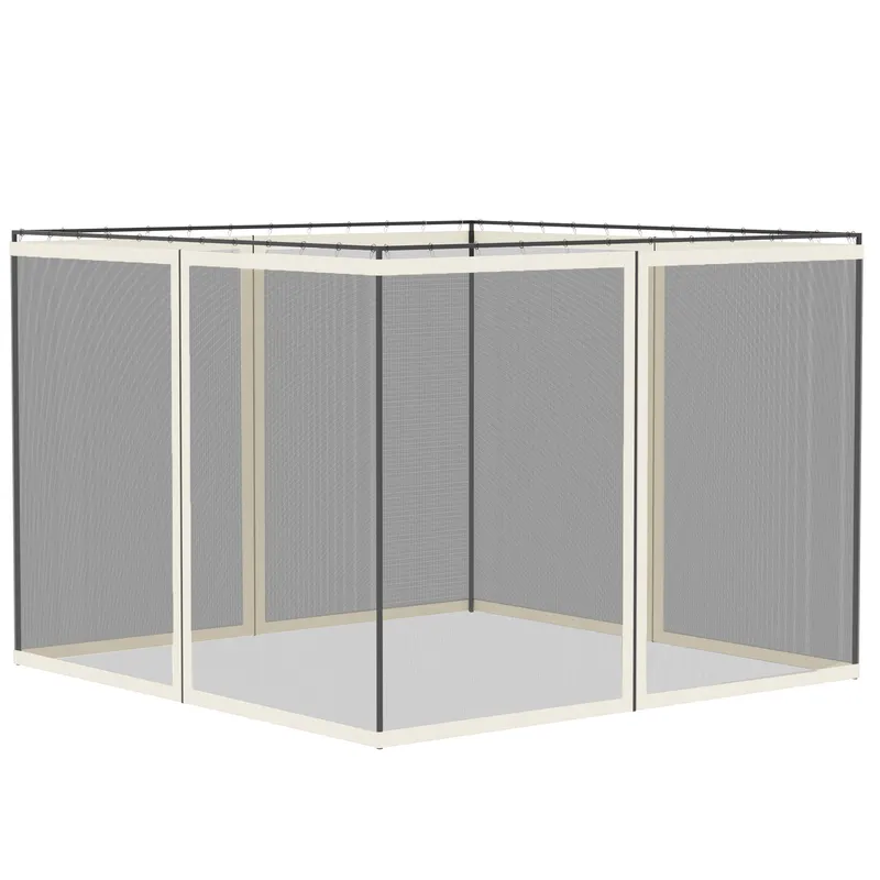 Outsunny Plase de țânțari pentru cort de grădină 3 x 3 m - set de 4 plase de țânțari cu fermoar + cârlige de prindere - poliester nylon | Romania