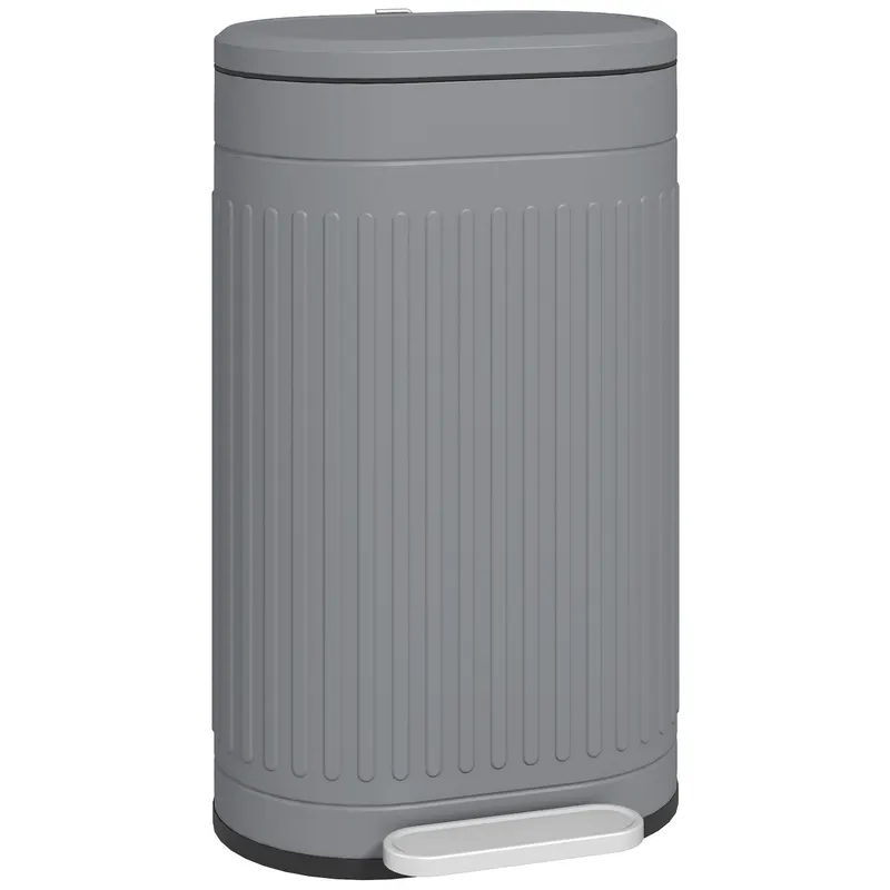 HOMCOM Coș de gunoi 30 L cu pedală, capac, găleată interioară detașabilă, funcție Soft-Close 36,5 x 31,2 x 60,8 cm, Gri | Romania