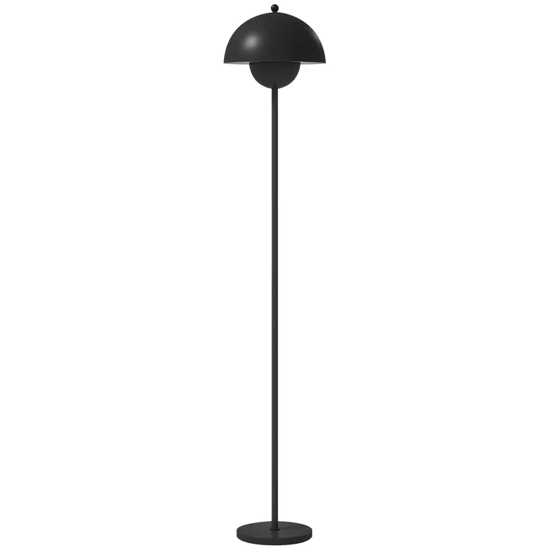 HOMCOM Lampă de podea pentru living modernă cu abajur în formă de cupă Comutator la picior Soclu E27 Fără bec Ø30x155 cm Negru | Romania