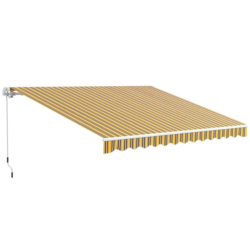 Outsunny Copertină Pliabilă pentru Exterior, Copertină Tip Roll-Up cu Deschidere Manivelă, 350x250 cm, Galben | Romania