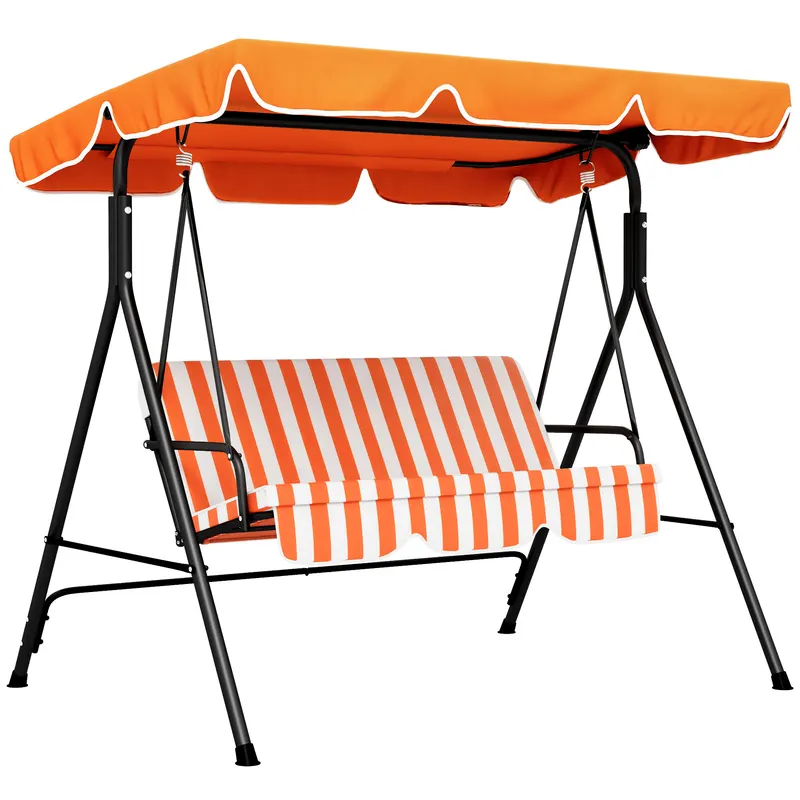 Outsunny Balansoar de Grădină Exterior Leagăn cu 3 locuri cu Copertină Reglabilă și Cadru din Oțel 172x110x153 cm Portocaliu | Romania