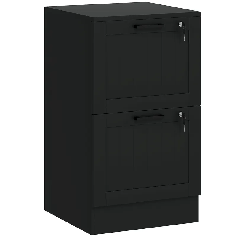 HOMCOM Corp birou, mobilier de depozitare din lemn 2 sertare cu încuietoare, şine de suspendare reglabile, 40 x 40 x 71 cm, negru | Romania