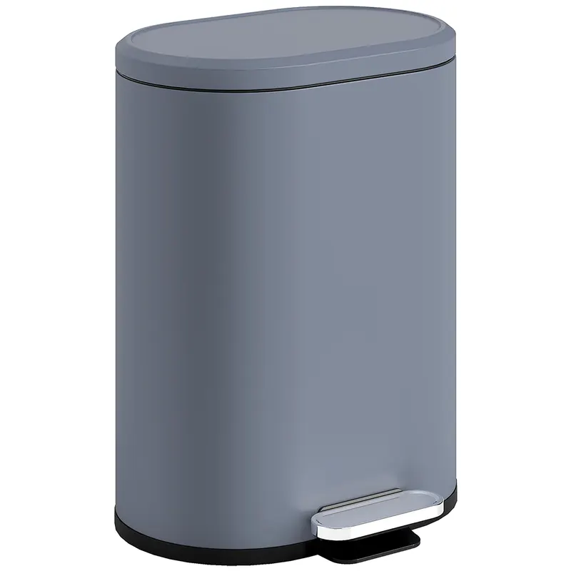 HOMCOM Coș de bucătărie 6L, coș cu pedală din metal cu coș interior, capac cu închidere lină, 24,5x21,5x29,5cm, gri | Romania