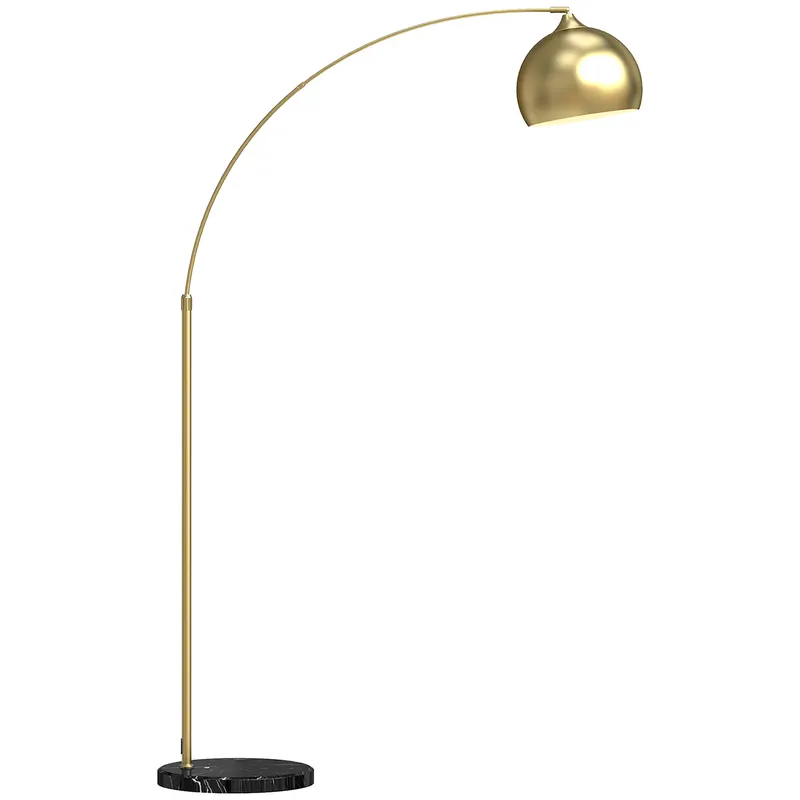 HOMCOM Lampadar modern arcuit cu tijă reglabilă și întrerupător cu pedală, dulie E27, auriu | Romania