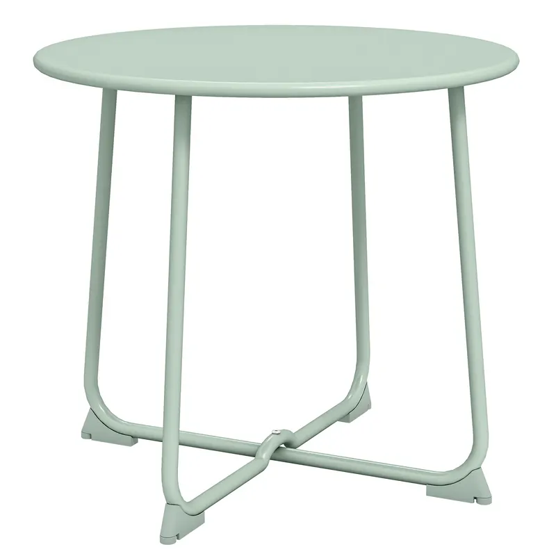 Outsunny Masă de cafea de exterior pentru 2 persoane, masă de grădină rotundă cu bază în X și structură metalică, Ø 50 x 45,5 cm verde închis | Romania