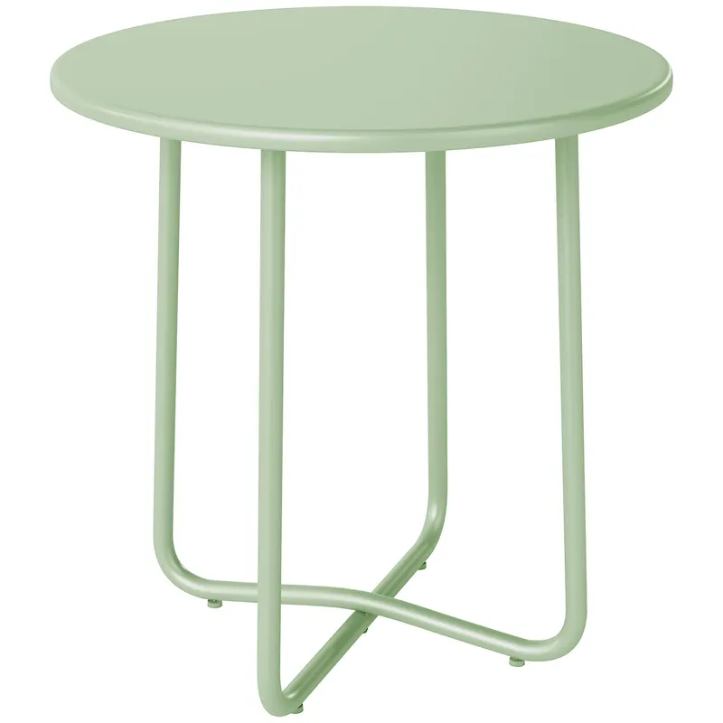 Outsunny Masă Joasă de Exterior cu Bord Rulat, Bază în X cu Picioare Reglabile pe Înălțime, pentru Living Terasă, Ø48x51cm, Verde | Romania