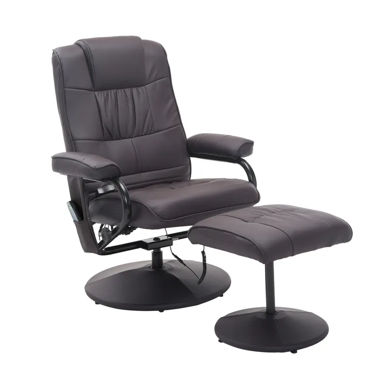 HOMCOM Fotoliu de masaj relaxant, incl. taburet, 10 puncte de vibrație, 1 telecomandă; 77 cm x 84 cm x 95 cm, Maro | Romania