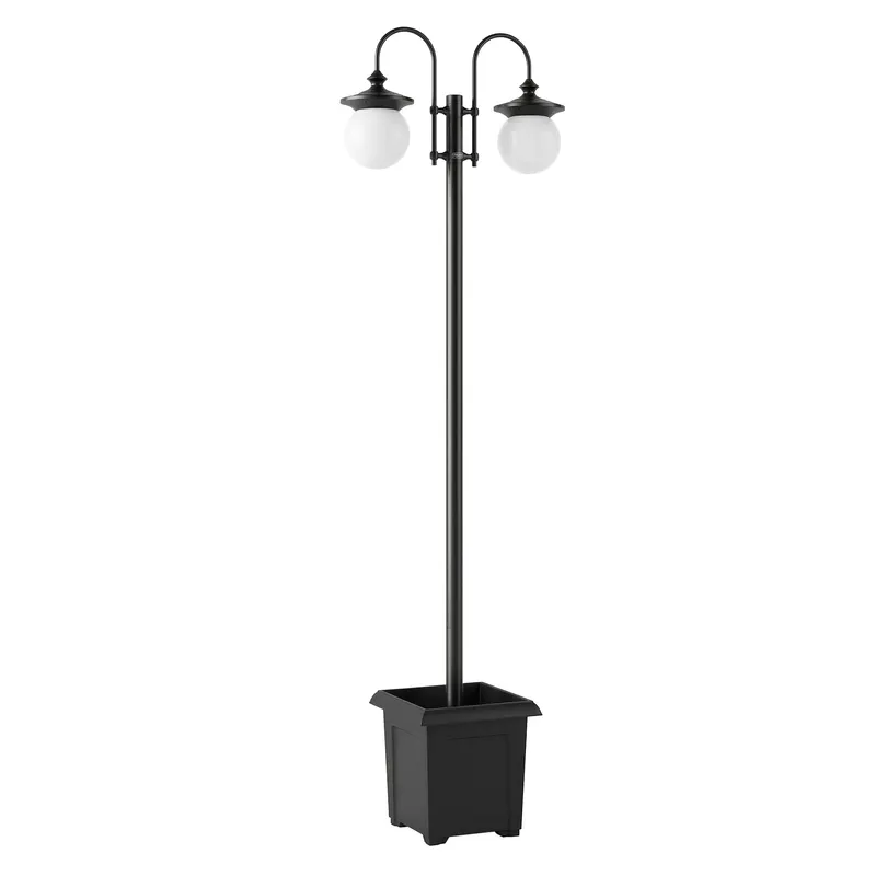 Outsunny Felinar Solar Exterior pentru Grădină cu Ghiveci 2 Capete Impermeabil IP44 Pornire/Oprire Automată Înălțime Reglabilă | Romania