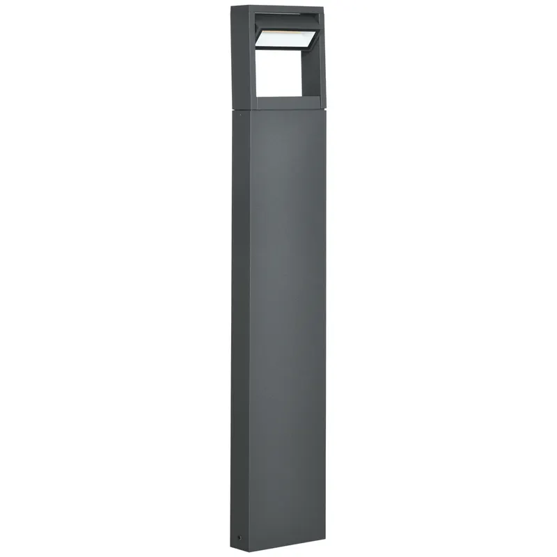 Outsunny Lampă de grădină, lampă de alee, stâlp cu LED-uri, rezistent la intemperii, 16cm x 5cm x 90cm, Gri închis | Romania