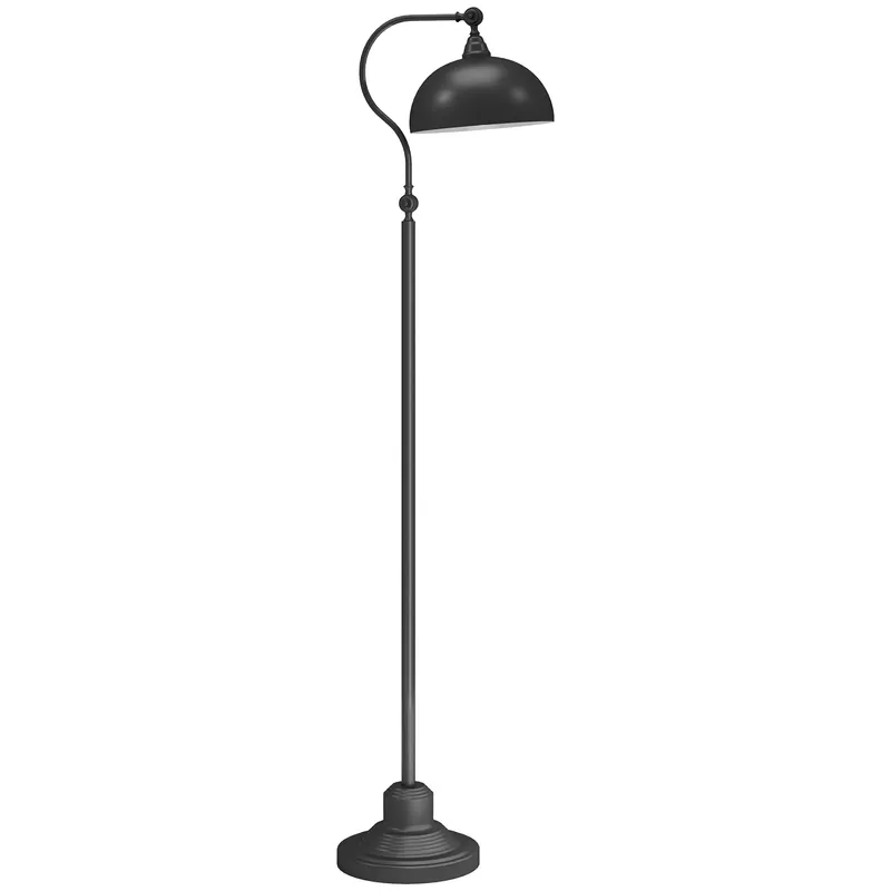 HOMCOM Lampadar pe picior pentru living rotativ la 180°, lampă în arc cu abajur reglabil, întrerupător la picior, 42x25,5x152cm, negru | Romania