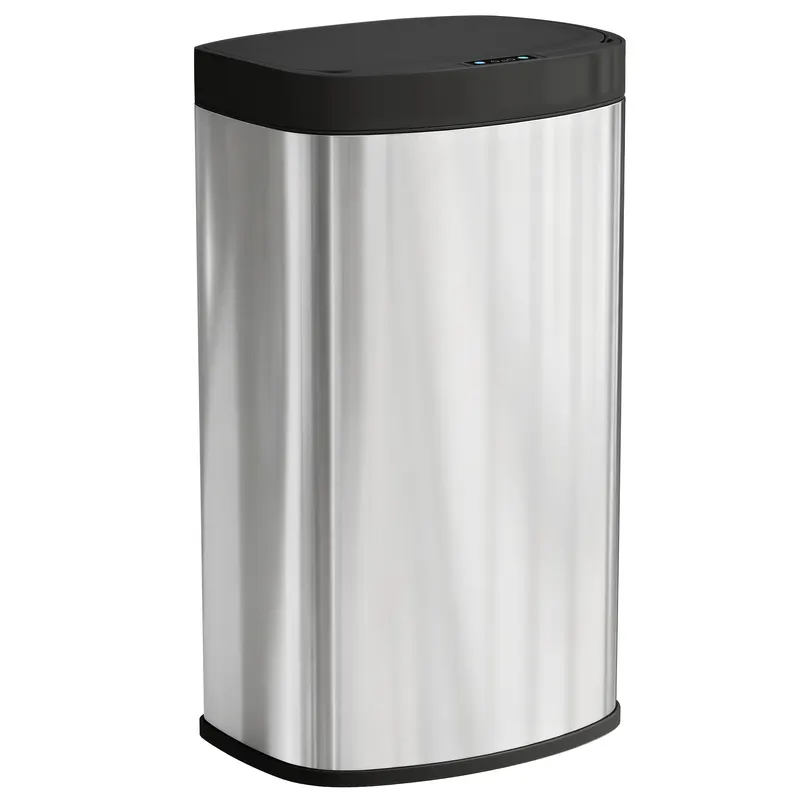 HOMCOM Coș bucătărie automat 55L din oțel inoxidabil, coș cu capac cu închidere lină, 38x28,5x69cm, argintiu | Romania