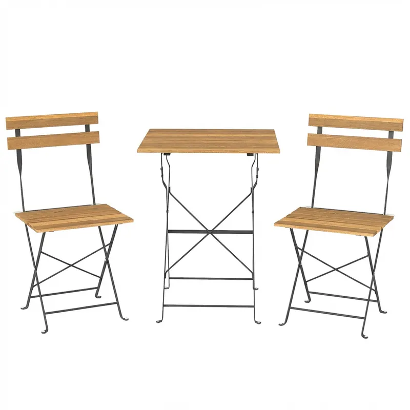 Outsunny Set mobilier de grădină bistro 3 piese, 2 scaune pliabile, masă pătrată din lemn de acacia, 55x55x71cm, natural | Romania