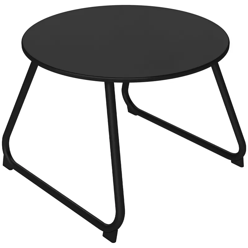 Outsunny Măsuță Rotundă pentru Terasă 48cm, Măsuță Laterală de Exterior cu Cadru Metalic, Negru | Romania