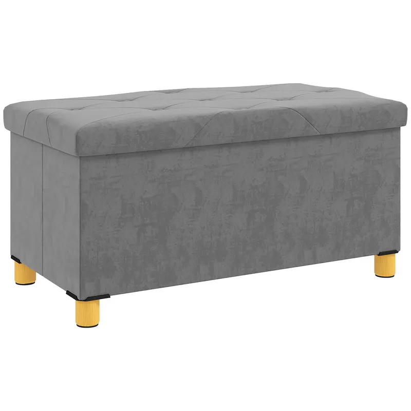 HOMCOM Banc de depozitare capăt de pat pliabil volum 67 L capacité de charge 120 kg avec couvercle 76L x 38l x 38H cm gris | Romania