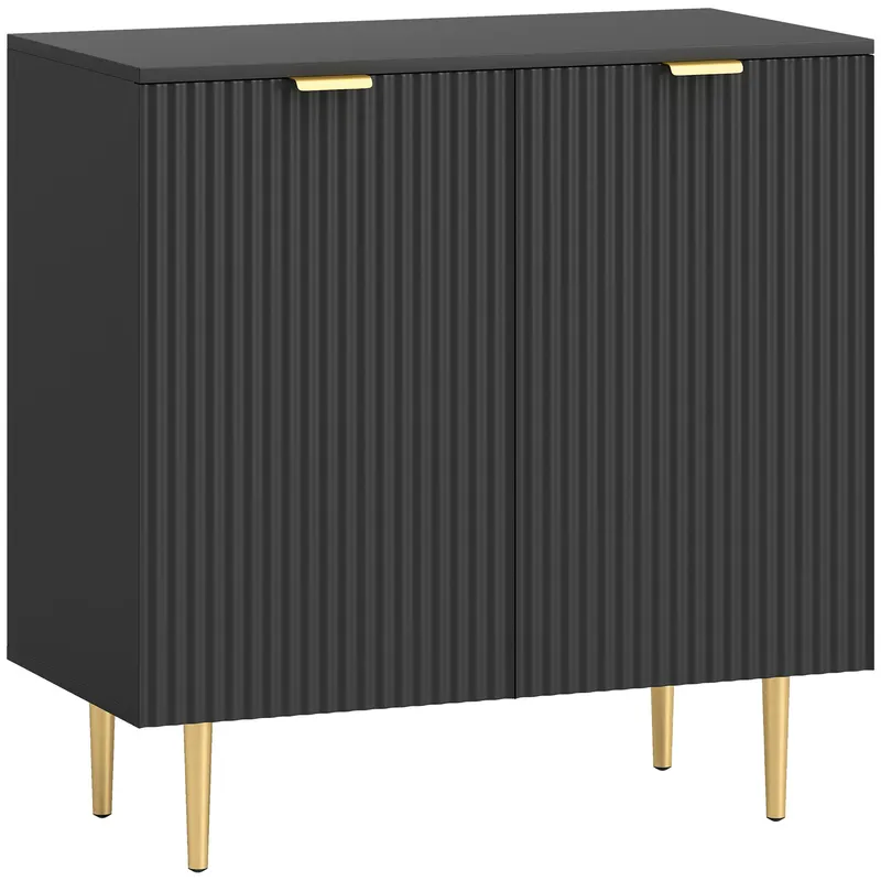 HOMCOM Bufet de bucătărie mobilier de depozitare cu 2 uși poliță reglabilă picioare metalice ridicate 80 x 40 x 80 cm negru | Romania