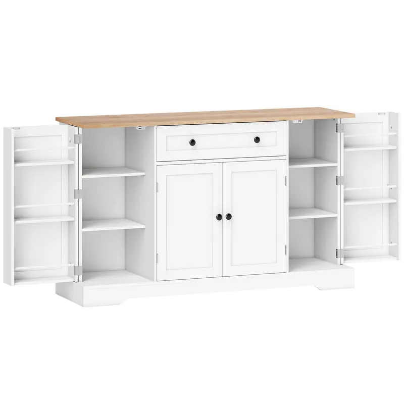 HOMCOM Bufet de bucătărie cu sertar rafturi pe uși rafturi reglabile bar pentru cafea 138x40x83,5 cm Alb | Romania