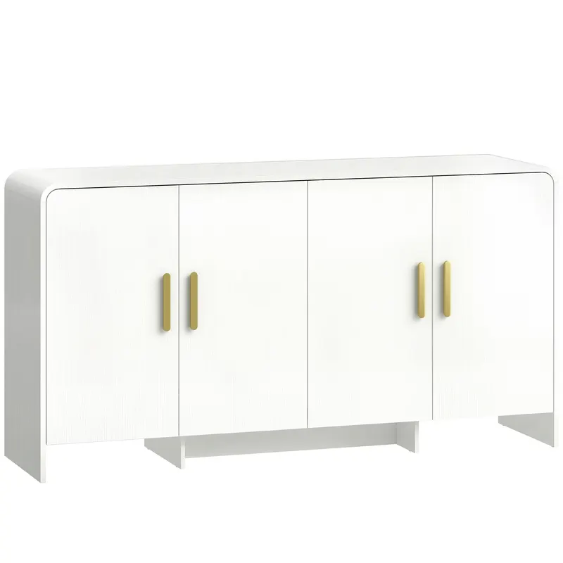 HOMCOM Bufet de Bucătărie cu 4 Rafturi 4 Uși cu Închidere Silențioasă Mobilier pentru TV pentru Televizoare de 182,88 cm 152x40x80 cm Alb | Romania