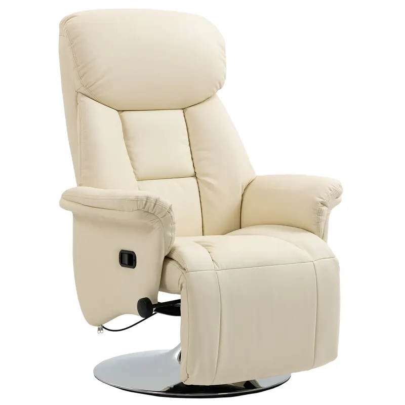 HOMCOM Fotoliu de relaxare reclinabil și pivotant, cu picioare reglabile, capacitate 150 kg, ideal pentru salon sau dormitor, crem | Romania